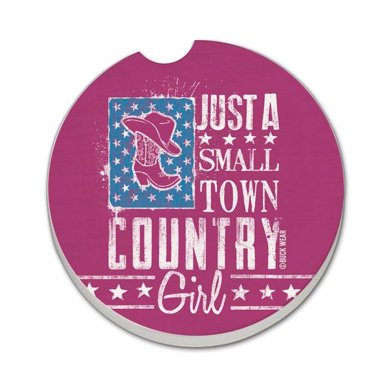 Country Girl 2 Pack Absorbent Stone Coaster for Vehicle Cup Holder 2.6” Diameter Manufactured in The USA - Multi