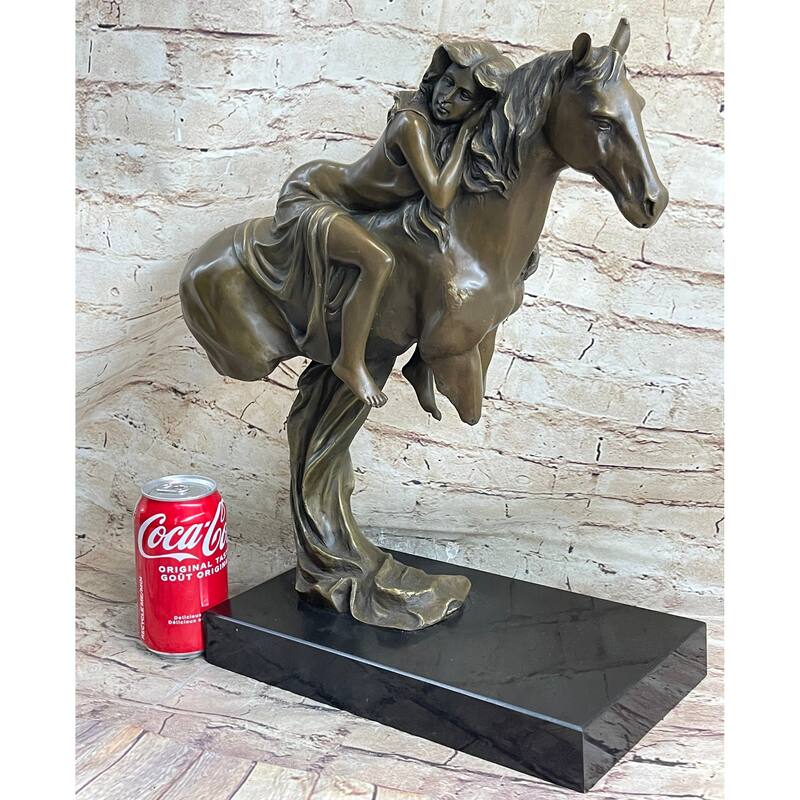 Young Woman On Horseback - Surreal Abstract Bronze Sculpture Horse Lover Art