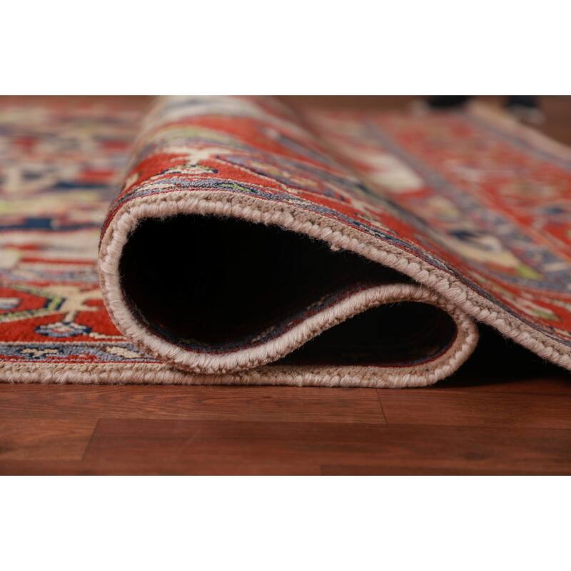 Ivory & Orange Heriz Serapi Indian Area Rug Handmade Wool Carpet - 8'11"x 11'9"
