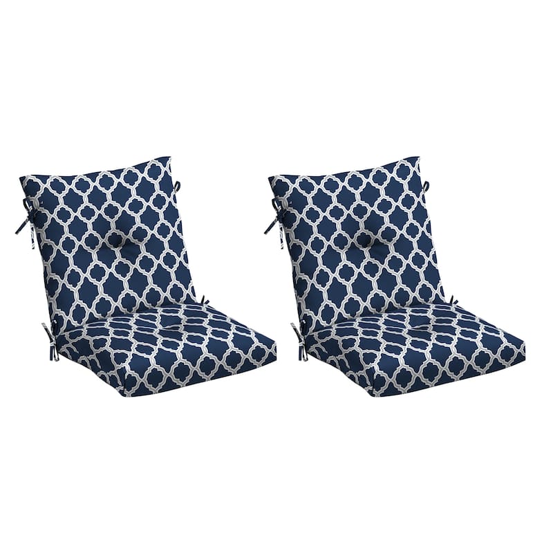 ARDEN earthFIBER Plush Modern Tufted Polyfill Dining Chair Cushion, Set of 2 - 21 x 40 - Sapphire Blue Garden Trellis