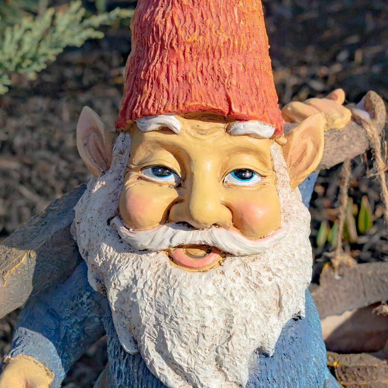 21 Inch Tall Spring Gnome Garden Statue Holding Two Buckets
