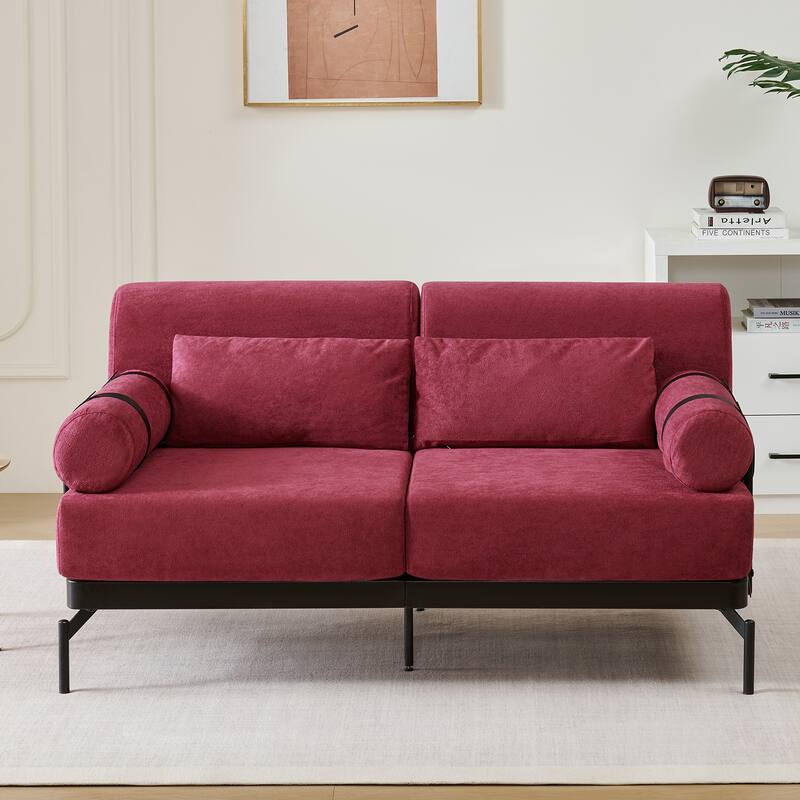 Modern Loveseat Sofa,59" Sofa Couch with Flexible USB Ports,Unique Cylindrical Armrests for Living Room
