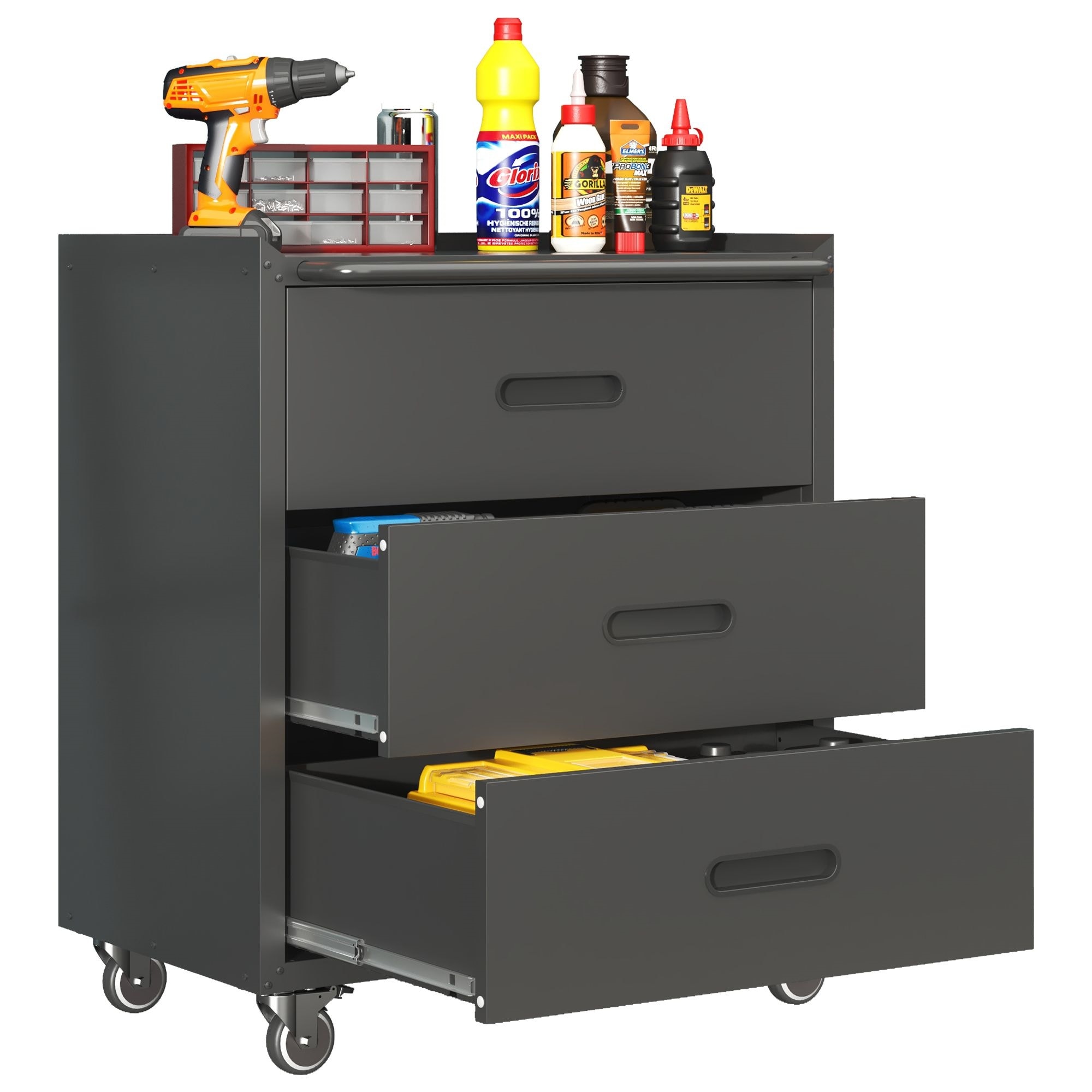 3-Drawer Heavy-Duty Mobile Cabinet