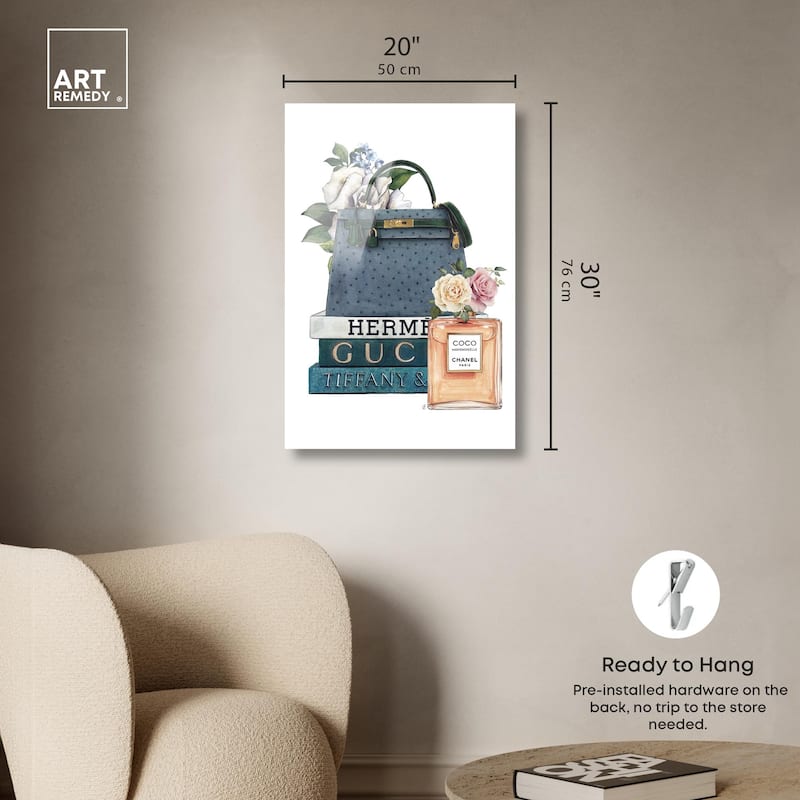 Books and Coco Orange Acrylic by Art Remedy, Ready to Hang