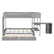 preview thumbnail 15 of 14, Pine Wood Twin over Full Bunk Bed with Shelves, Desk and Drawers