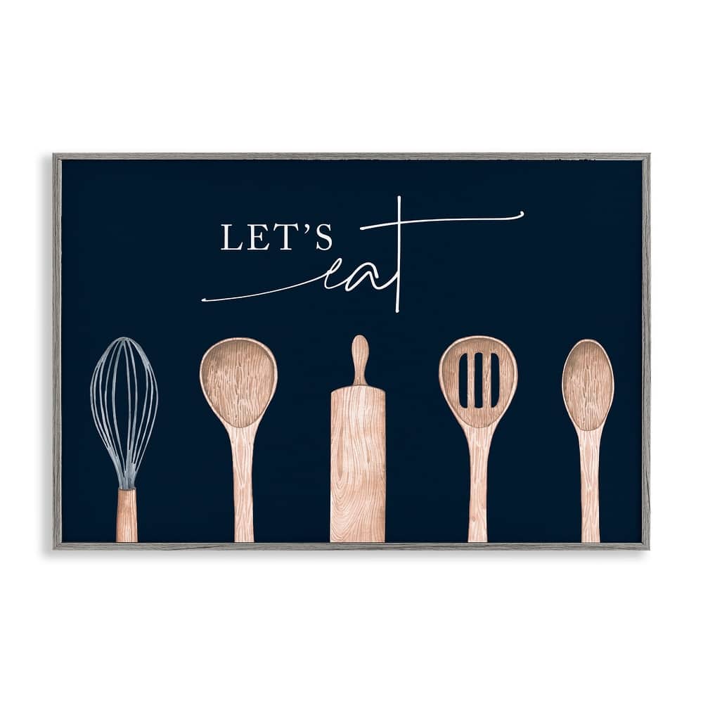Stupell Let's Eat Kitchen Utensils Framed Giclee Art Design By Lux + Me Designs