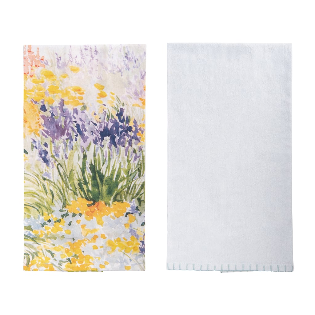 Transpac Cotton Lavender in Gold Tea Towels Set of 3 Everyday Home Decorations