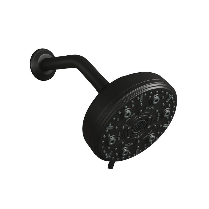 10-Spray Patterns 5 in. Wall Mount Rain Fixed Shower Head with Shower Arm and Flange
