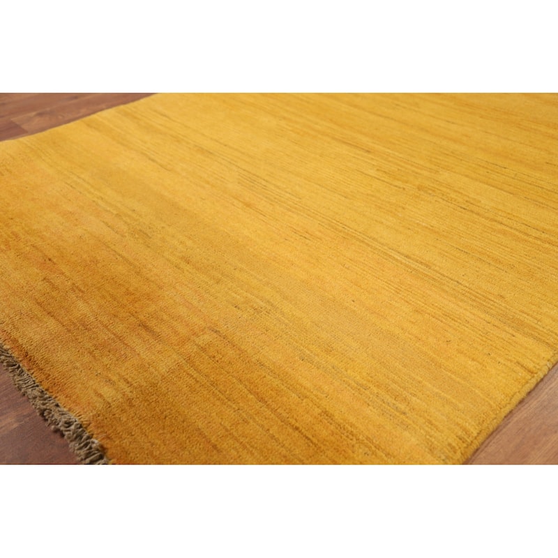 Yellow Gabbeh Oriental Foyer Rug Hand-Knotted Wool Carpet - 3'3"x 3'10"