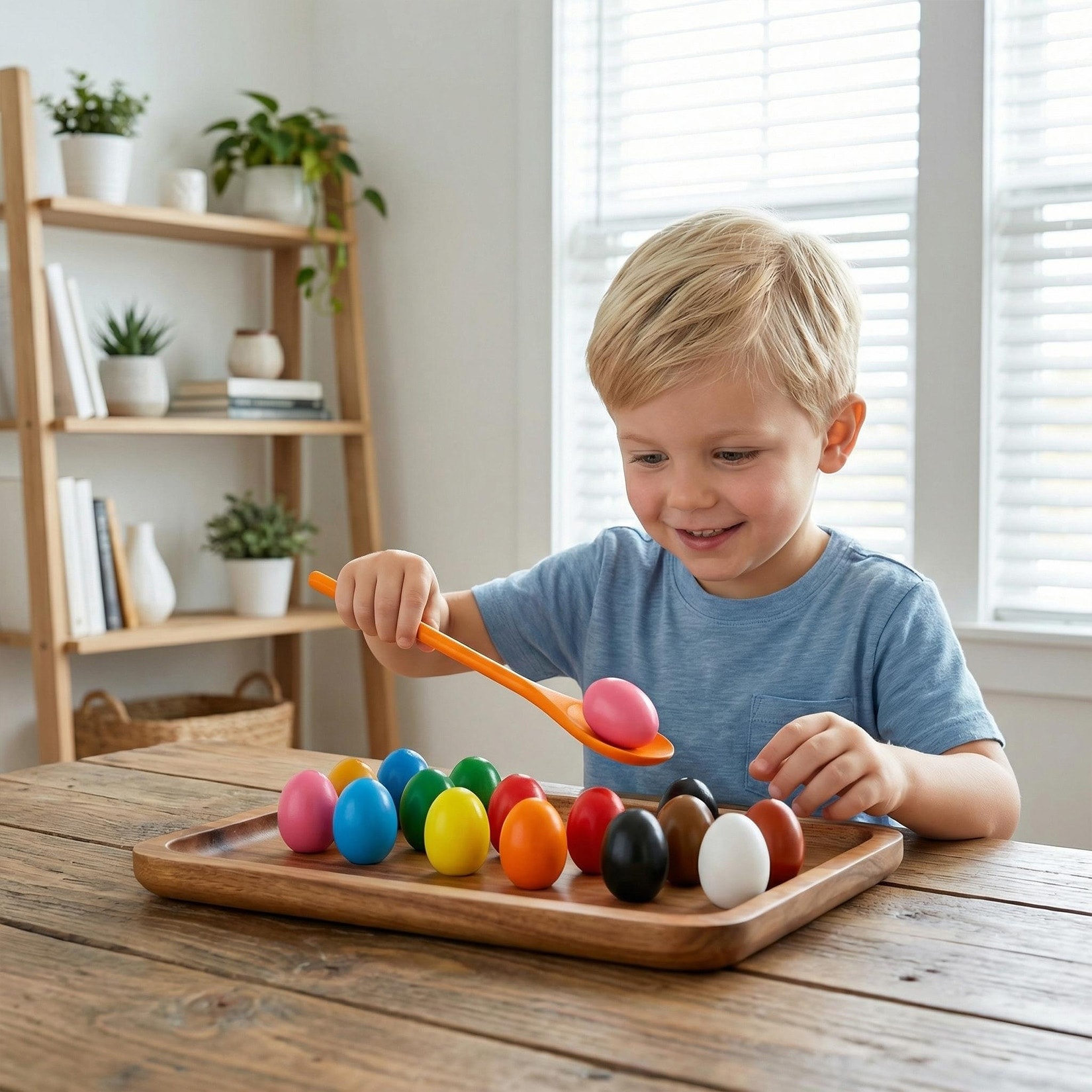 24-Piece Easter Egg and Spoon Race Game Set, 12-Player Wooden Relay Party Game for Kids, Family, Yard and Lawn Fun