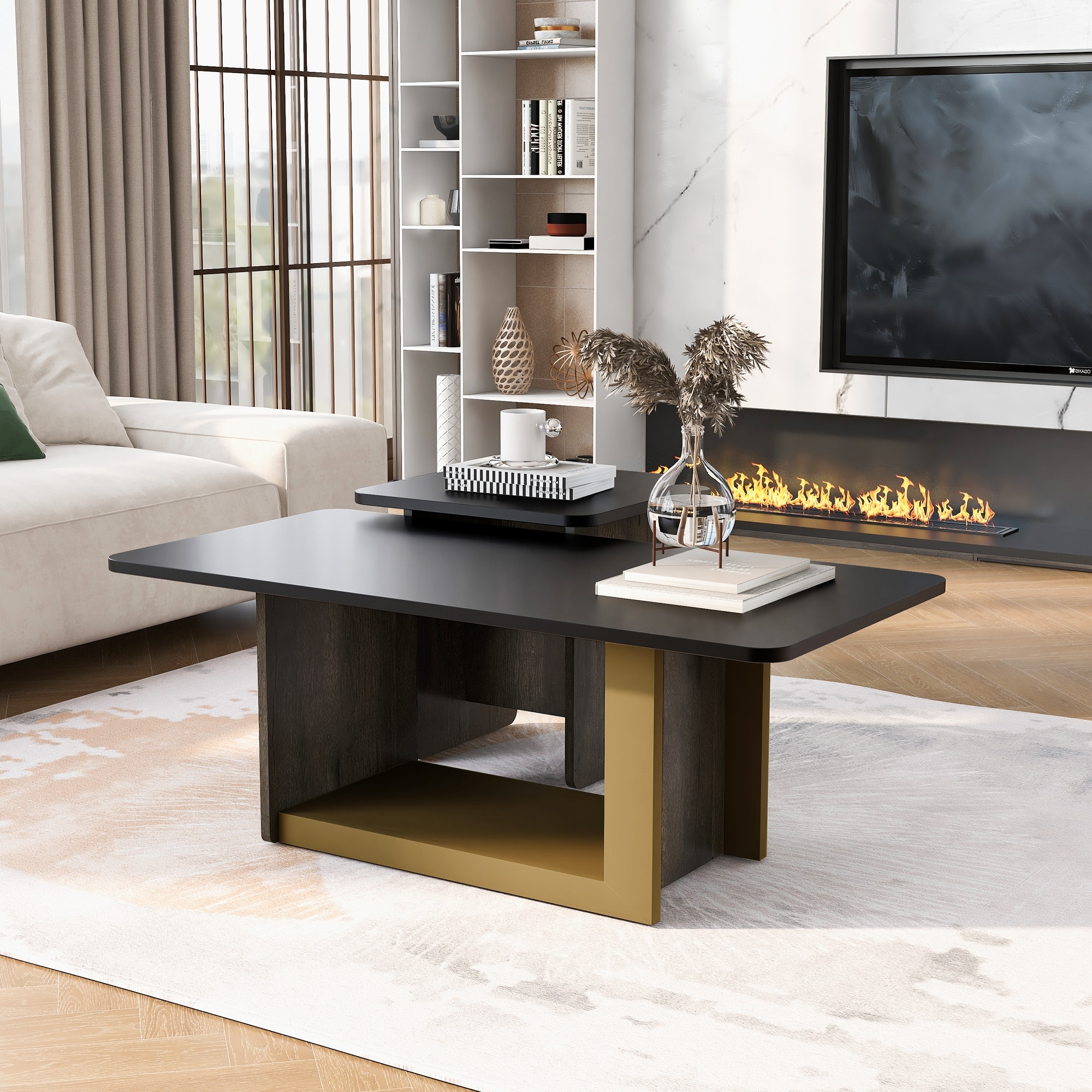 Modern Light Luxury Coffee Table Set of 2, Small Square Coffee End