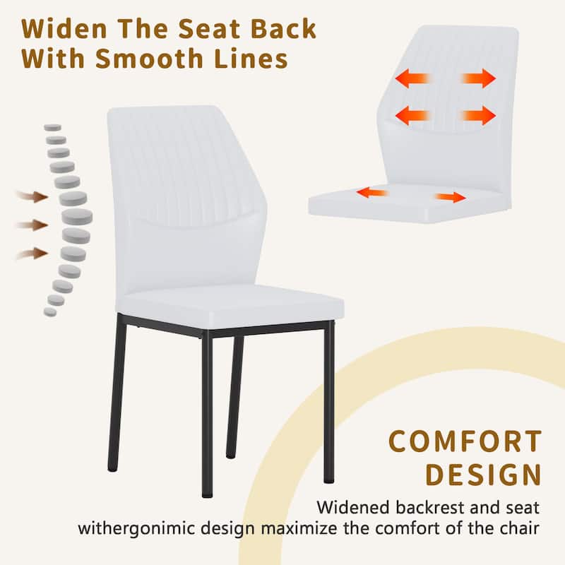 Luxury Simple Chair - Set of 6 PU Material High Resilience Dining Chair, Chair Back Has a Vertical Stripe Design