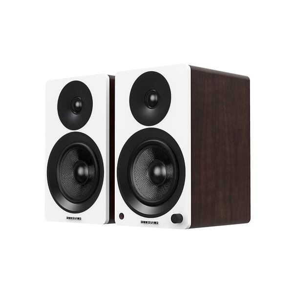 Shop Fluance Ai40ww Powered Two Way 5 2 0 Bookshelf Speakers With