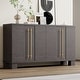 preview thumbnail 1 of 23, Wood Buffet Cabinet with Storage, Sideboard wAdjustable Shelves & Gold Handles w4 Doors for Kitchen, Dining Room and Living Room Taupe