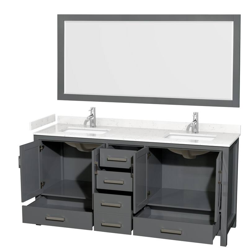 Wyndham Collection Sheffield 72" Double Bathroom Vanity, Carrara