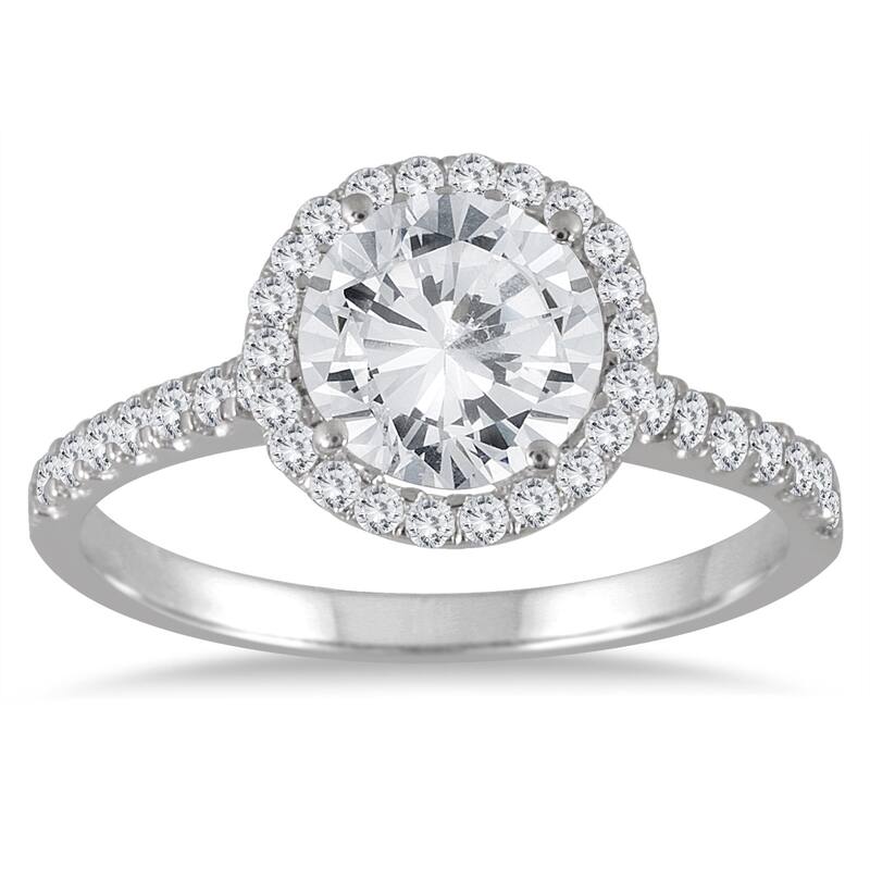 Marquee 14k White Gold 2ct TDW Halo Diamond Engagement Ring - 6