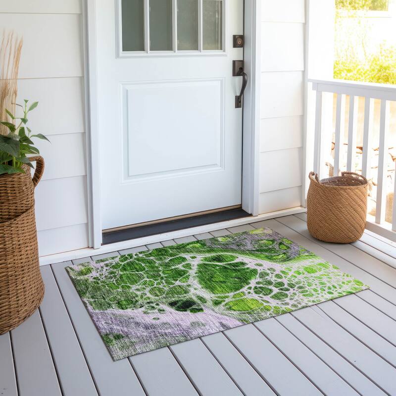 Machine Washable Indoor/ Outdoor Chantille Abstract Contemporary Rug