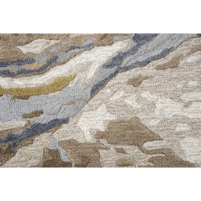 Alora Decor Flare Blue, Grey, Taupe, and Gold Hand-tufted Wool Rug