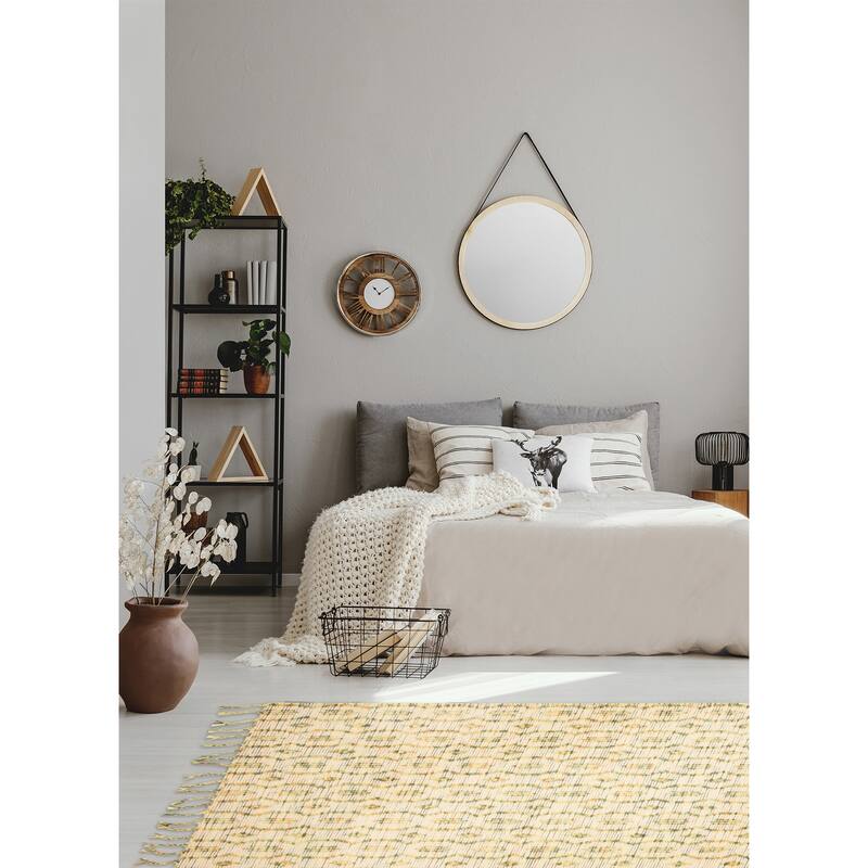 ECARPETGALLERY Braid weave Sienna Beige, Tan Wool Rug - 5'0 x 8'0