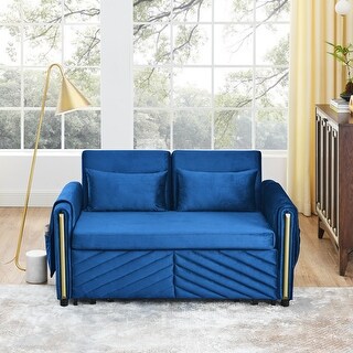 55" Pull Out Couch 3-in-1 Convertible Sleeper Sofa Bed Velvet Loveseat ...