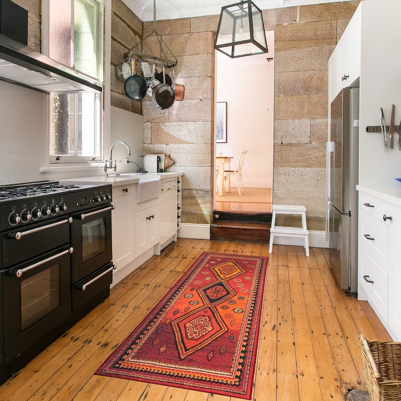 My Magic Carpet Phoenix Kilim Garnet Machine Washable Area Rug