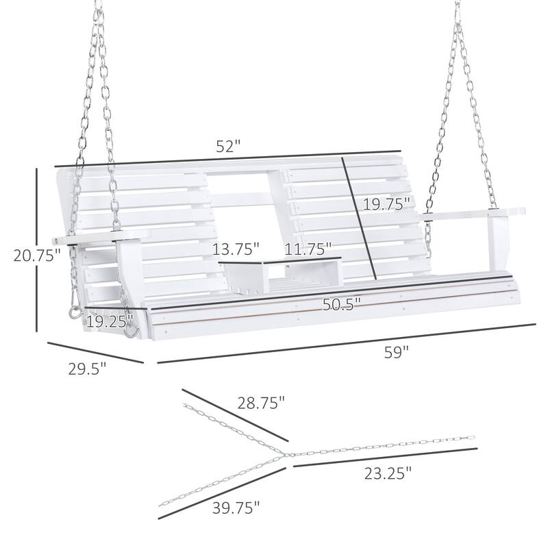 Outsunny 3-Seater Wooden Porch Swing