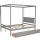 preview thumbnail 18 of 16, Full Size Canopy Platform Bed with Two Drawers - Modern Design, Storage Drawers, Suitable for Curtains