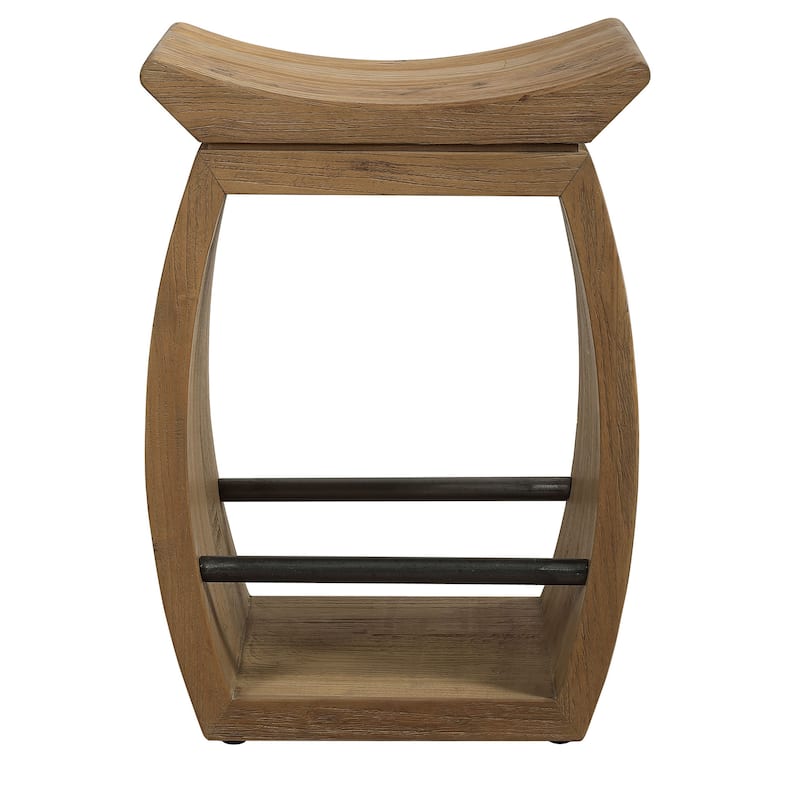 Scooped Seat Wooden Counter Stool - 25" - Brown