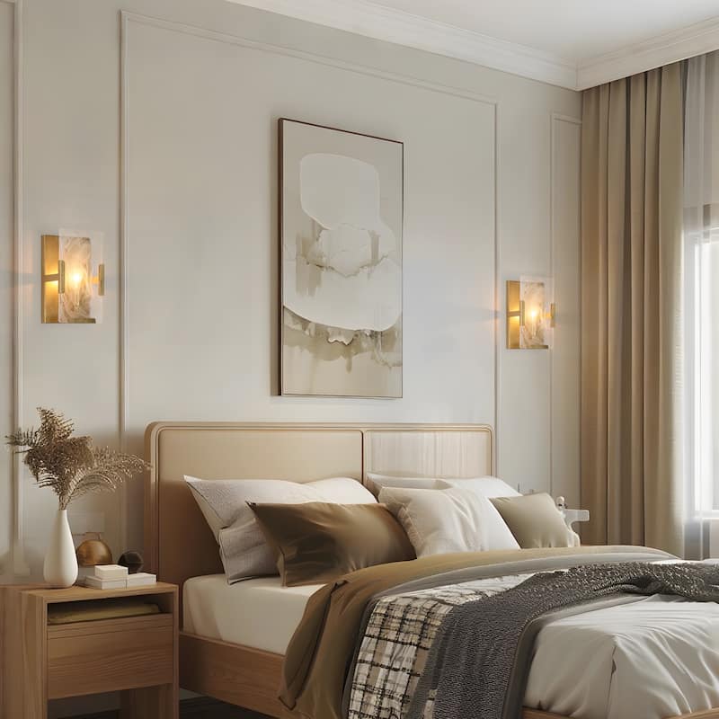 Modern Gold 1-Light White Smoke Glass Wall Sconce Lamp Bathroom Lighting