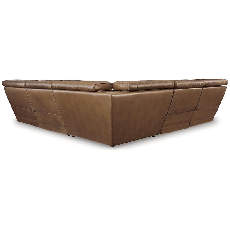 Signature Design by Ashley Temmpton Medium Brown 5-Piece Power Reclining Sectional - 110"W x 110"D x 34"H