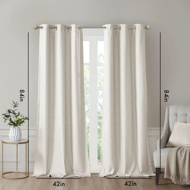Tonal Printed Faux Silk Total Blackout Curtain Panel Pair(2 Pcs Window Panels) - Ivory - 84 Inches