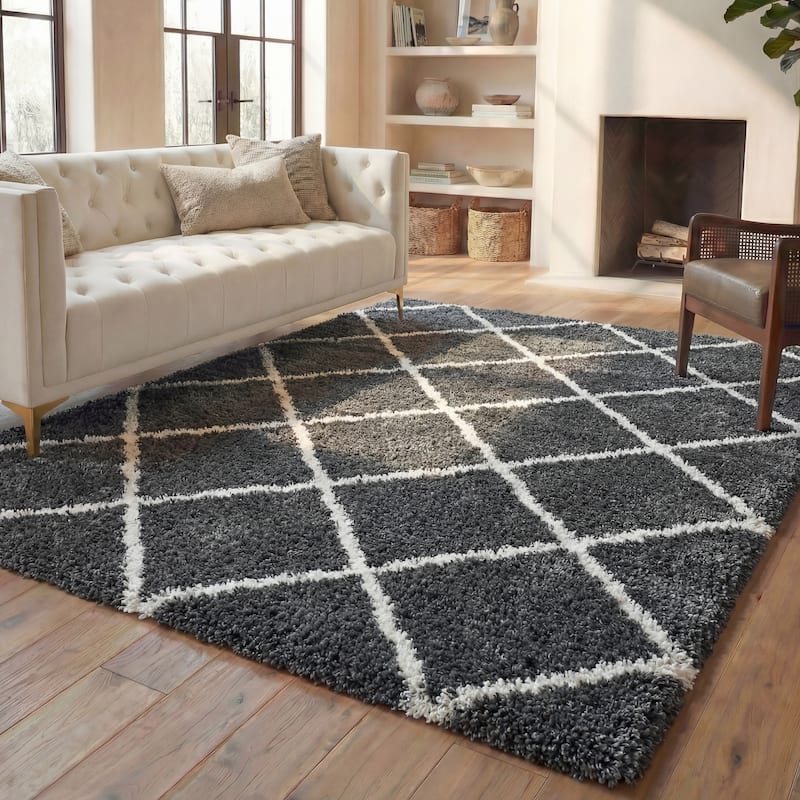 SAFAVIEH Hudson Shag Raili Diamond Trellis 2-inch Thick Rug