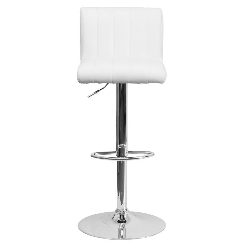 2 Pk. Contemporary Adjustable Height Barstool with Vertical Stitch Back/Seat