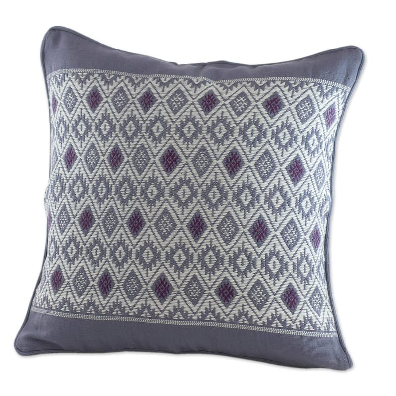 Handmade Silver Moon Cotton cushion cover (Guatemala) - 25 x 21 x 2