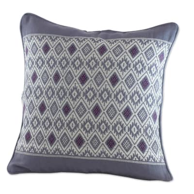 Handmade Silver Moon Cotton cushion cover (Guatemala) - 25 x 21 x 2