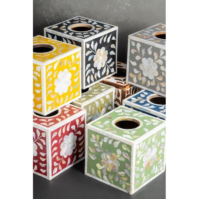 Handmade Folk Art Convenience Ceramic Tissue Box Cover (Mexico) - 6 H x  5.75 W x 5.5 D