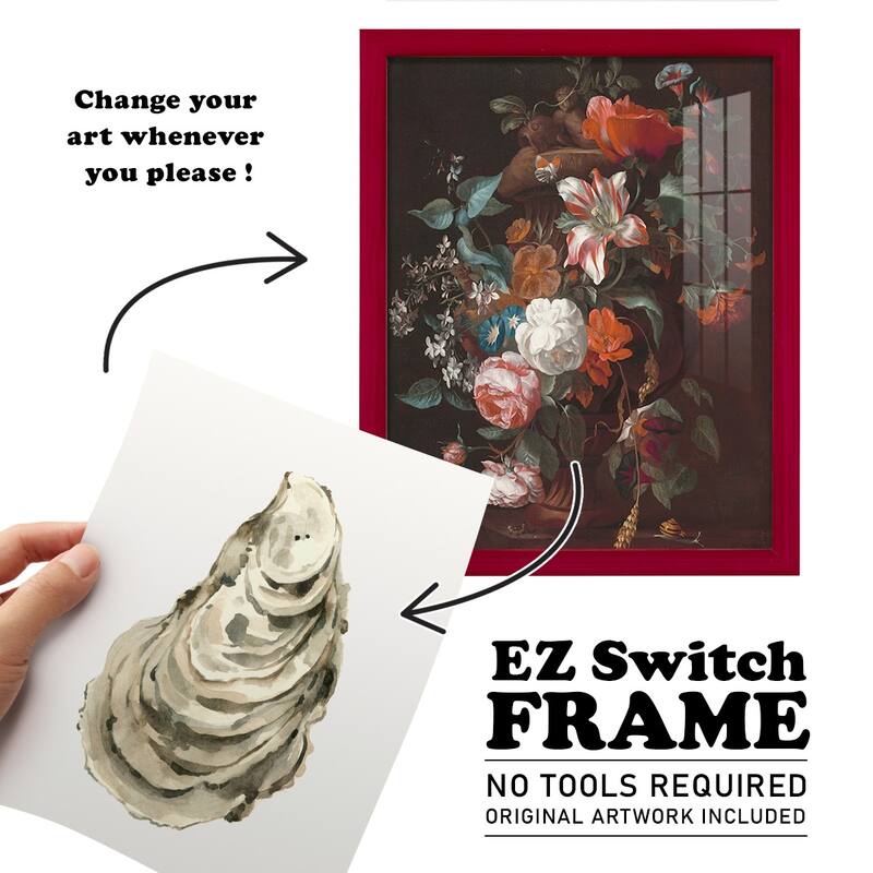 Neutral Oyster Study I -Framed Print w/glass-Cherry Red