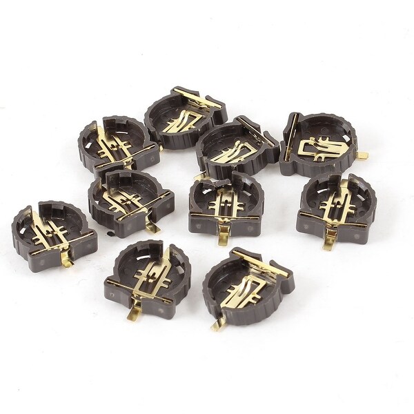 Unique Bargains 10 Pieces Brown Plastic Button Coin Cell Battery Socket Holder for CR1220