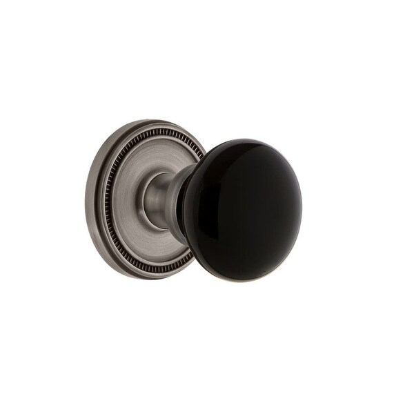 Grandeur SOLCOV_PRV_234 Soleil Solid Brass Rose Privacy Door Knob Set with Coventry Knob and 2-3/4" Backset