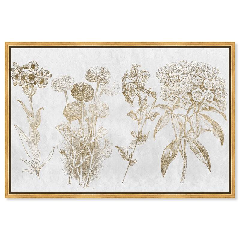 Floral Selection Quad Canvas by Art Remedy - 36" x 24" - Gold
