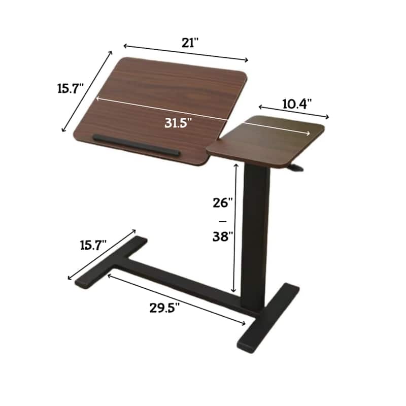 Mobile Rolling Overbed Table with Adjustable Tilting Laptop Tray