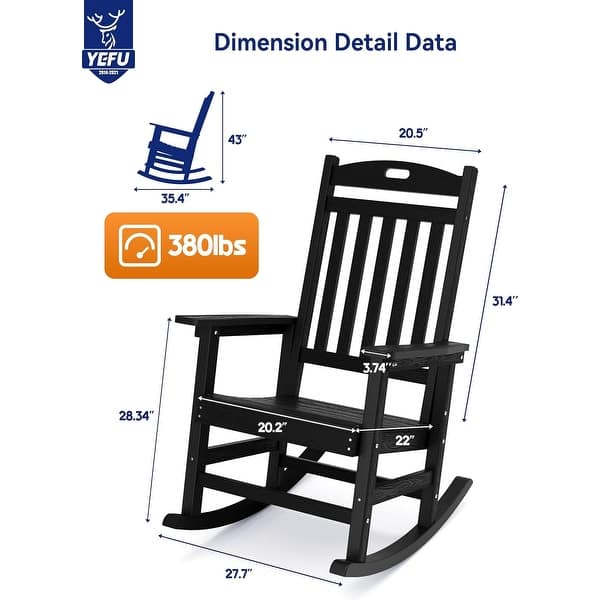 dimension image slide 5 of 24, WINSOON All Weather HIPS Outdoor Rocking Chair, Set of 2