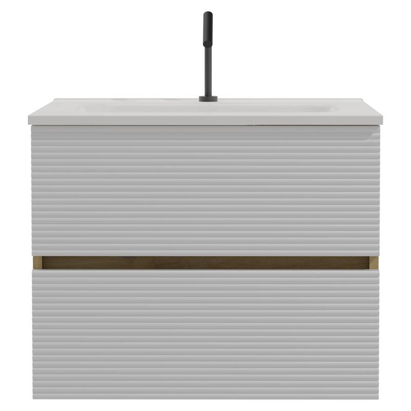 24"/30"/36" Wall Mounted Bathroom Vanity w/ Ceramic Sink with Overflow