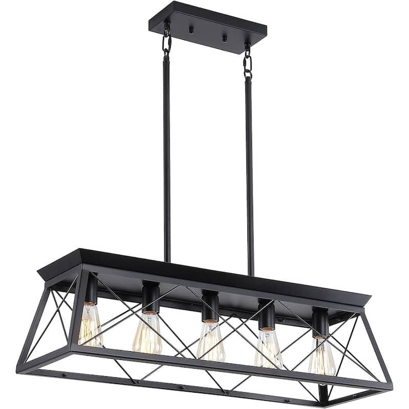 Farmhouse Restaurant 5-Light Metal Rectangular Chandelier