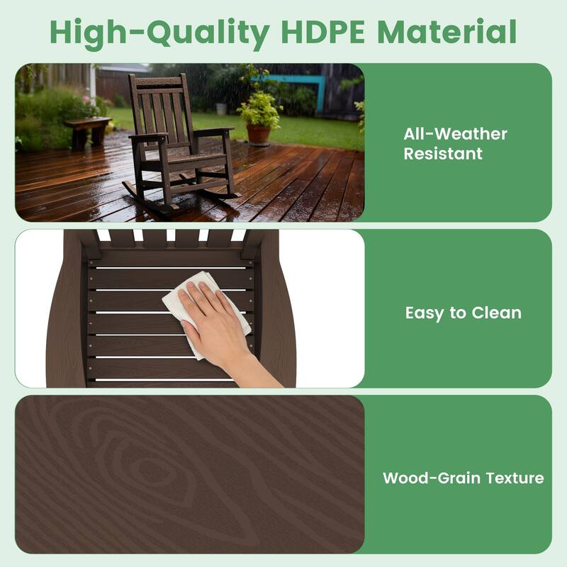 Modern High-Back Rocking Adirondack Chair All Weather