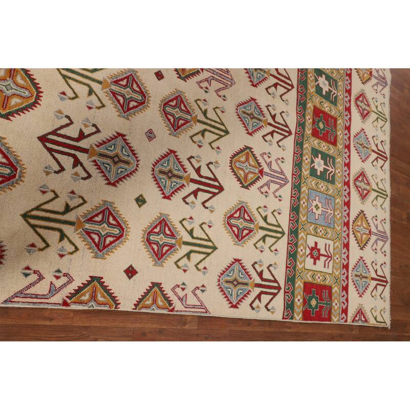 Tribal Geometric Kazak Oriental Area Rug Hand-Knotted Wool Carpet - 6'6" x 10'4"