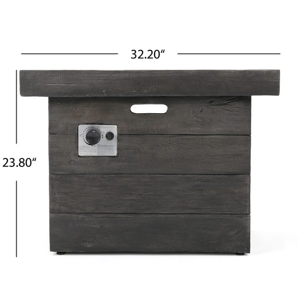 dimension image slide 1 of 3, Dakota Magnesium Oxide Square Gas Fire Pit by Christopher Knight Home