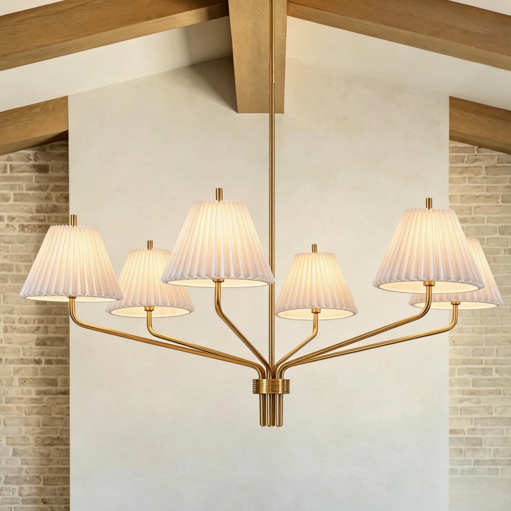 Rennnsan 6-Light Modern Pleated PVC Chandelier for Dining Room & Living Room - 45.1 in. W x 20 in. H