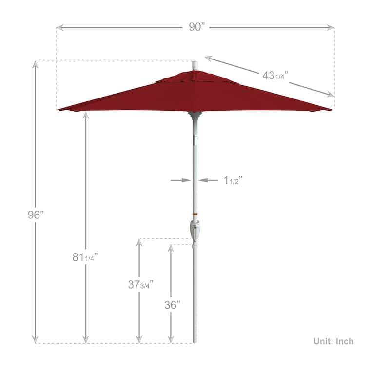 California Umbrella 7.5' Round Crank Lift Push Button Tilt White Aluminum Patio Umbrella with Pacifica Pacific Blue Fabric