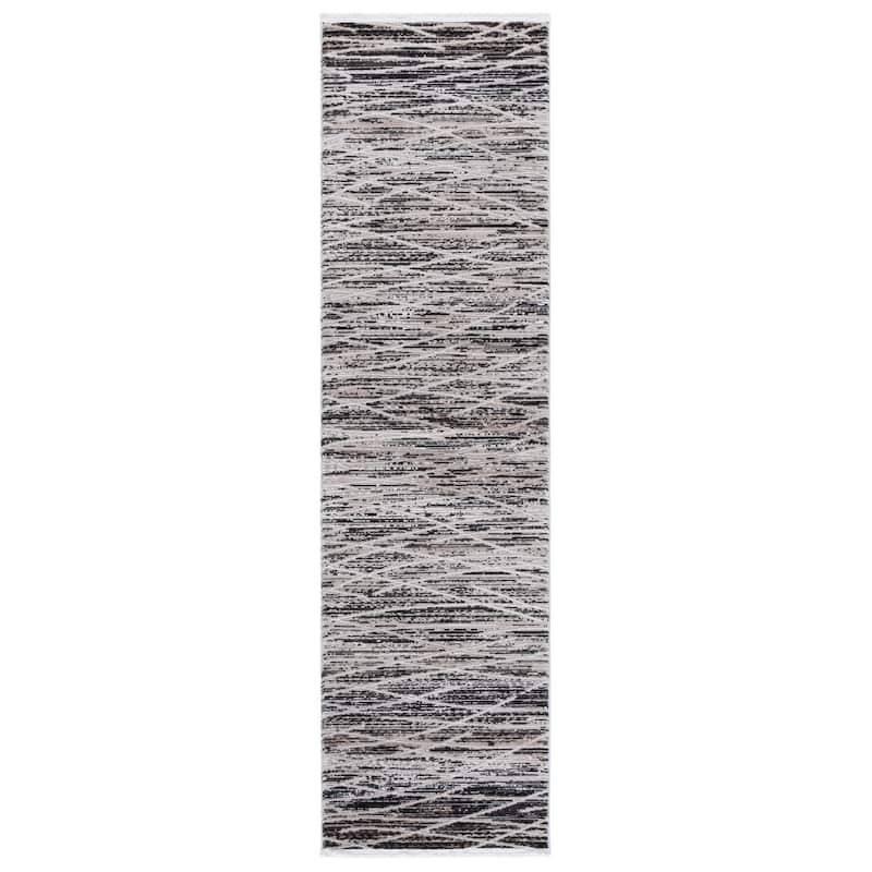 SAFAVIEH Mila Mikie Modern & Contemporary Rug - 2'2" x 8' Runner - Black/Beige Ivory